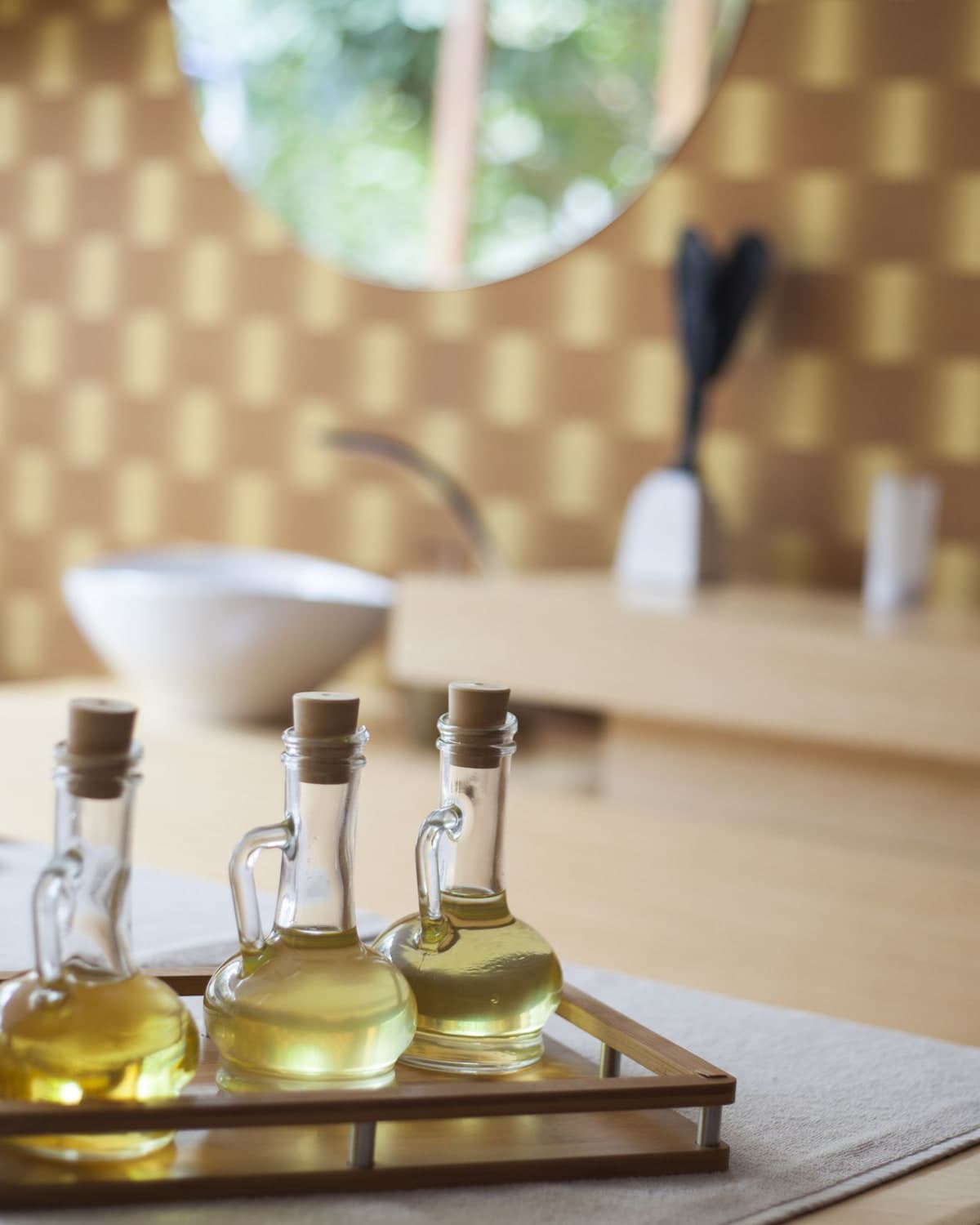 Glass cruets of cooking oil