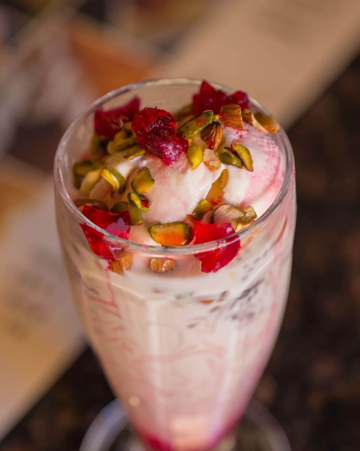 Falooda in a tall glass